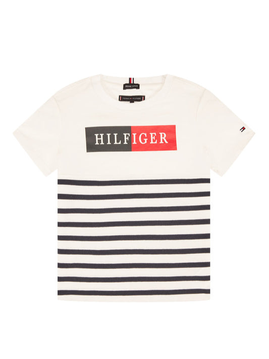 Mixed Artwork Stripe Tee S/S White 658-170 / 10