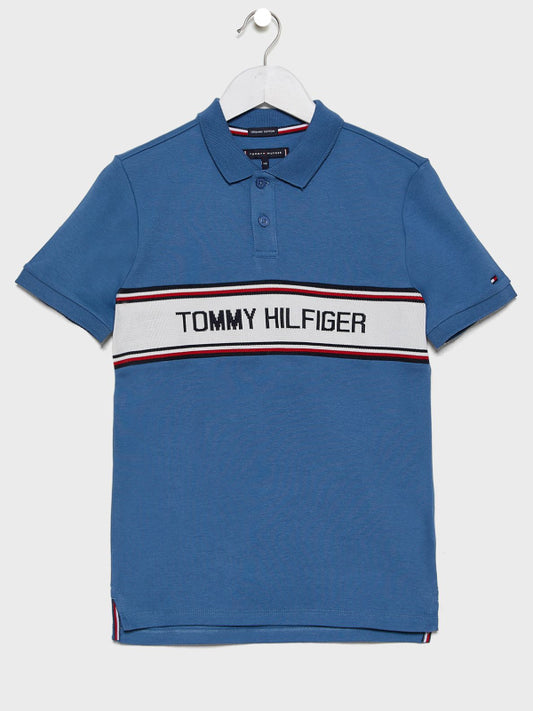 Th Intarsia Chest Polo S/S Audacious Blue / 10