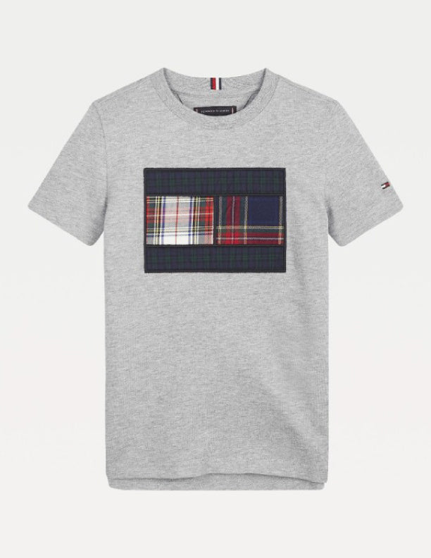 Mixed Check Flag Tee S/S Mid Grey / 10