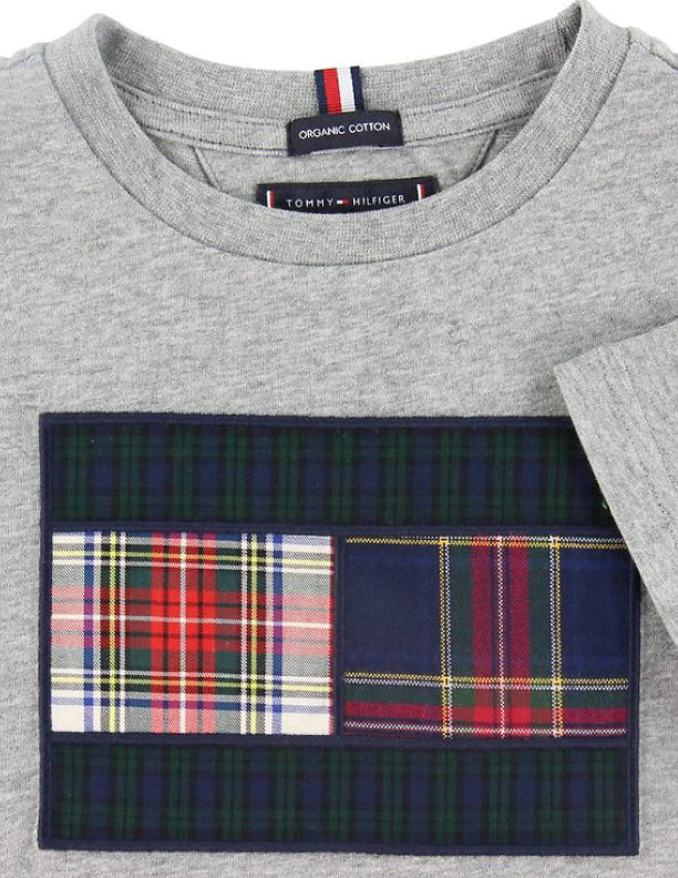 Mixed Check Flag Tee S/S Mid Grey / 10