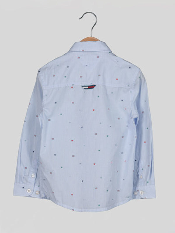 Tommy Aop Shirt L/S Blue Stripe/Allover Print / 10