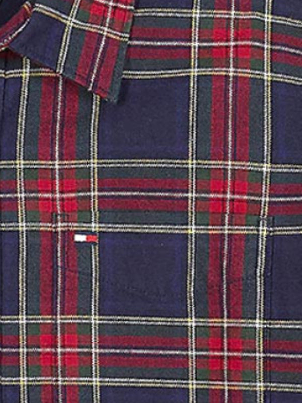 Oxford  Check Shirt L/S Blue Check/Deep Crimson / 10