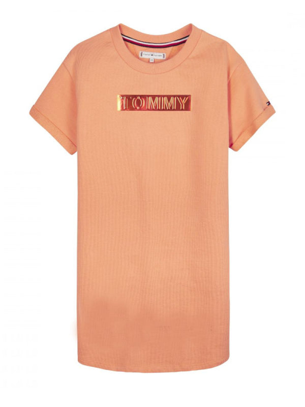 Tommy Foil Label Sweat Dress S/S Melon Orange / 10