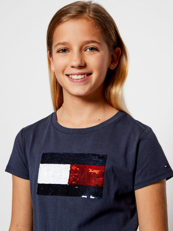 Flag Flip Sequins Tee S/S Twilight Navy / 10