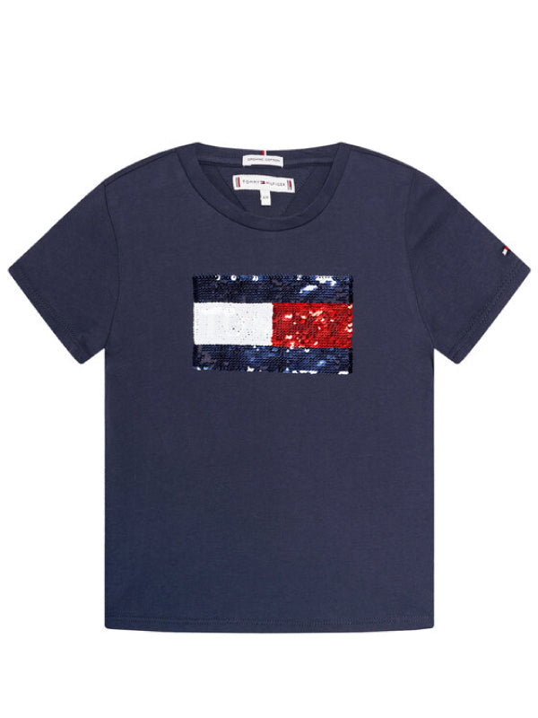 Flag Flip Sequins Tee S/S Twilight Navy / 10