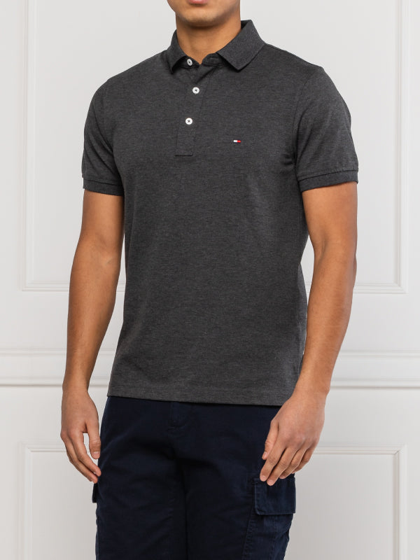 Tommy Slim Polo Black Heather / L