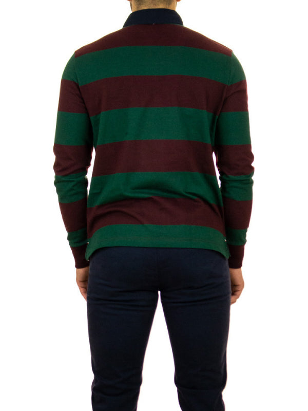 Iconic Block Stripe Rugby Deep Burgundy / Hunter / L