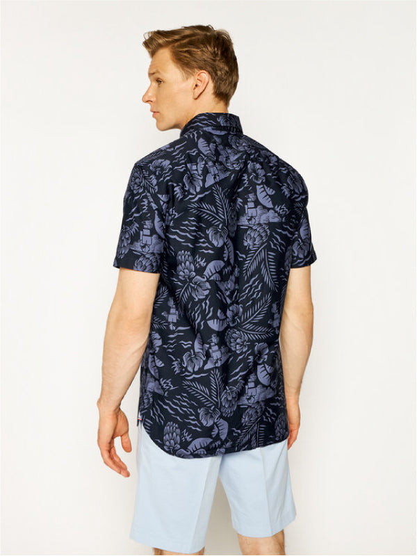 Large Seasonal Print Shirt S/S Desert Sky / Faded Indigo / L