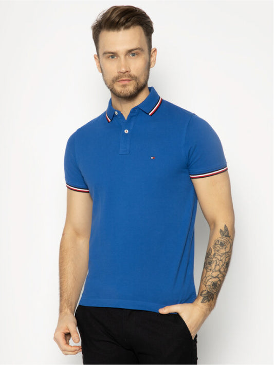 Core Tommy Tipped Slim Polo PHTHALO BLUE / L