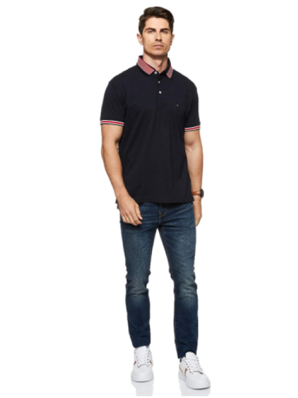 Contrast Tipped Collar Reg Polo DESERT SKY / L