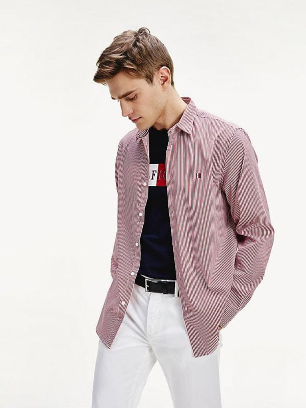 Modern Essential Striped Shirt Primary Red / White / L