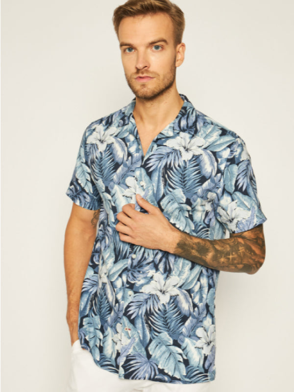 Hawaiian Print Shirt S/S Washed Ink / Multi / L