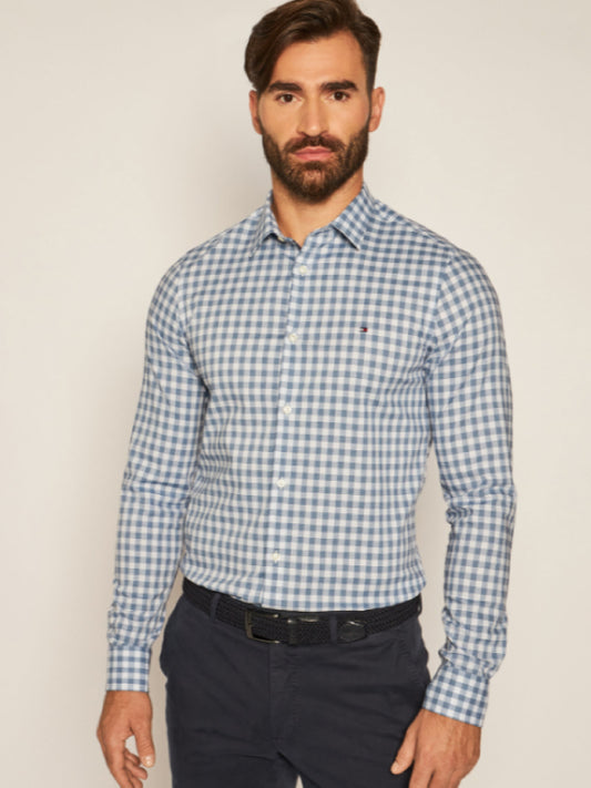 Slim Flex Htooth Gingham Shirt Blue Ink / Multi / L