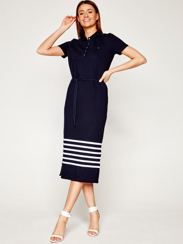 Talia Polo Dress Ss ENG BRETON STP / DESERT SKY / L