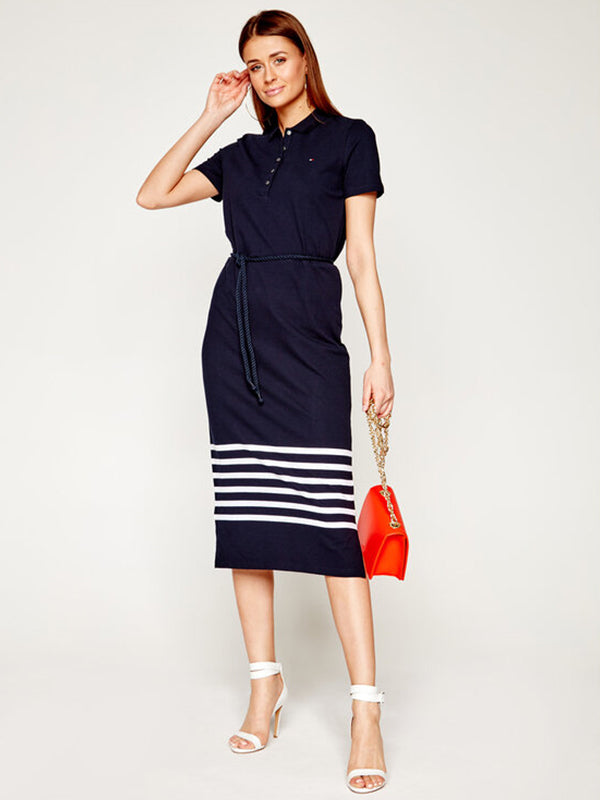 Talia Polo Dress Ss ENG BRETON STP / DESERT SKY / L