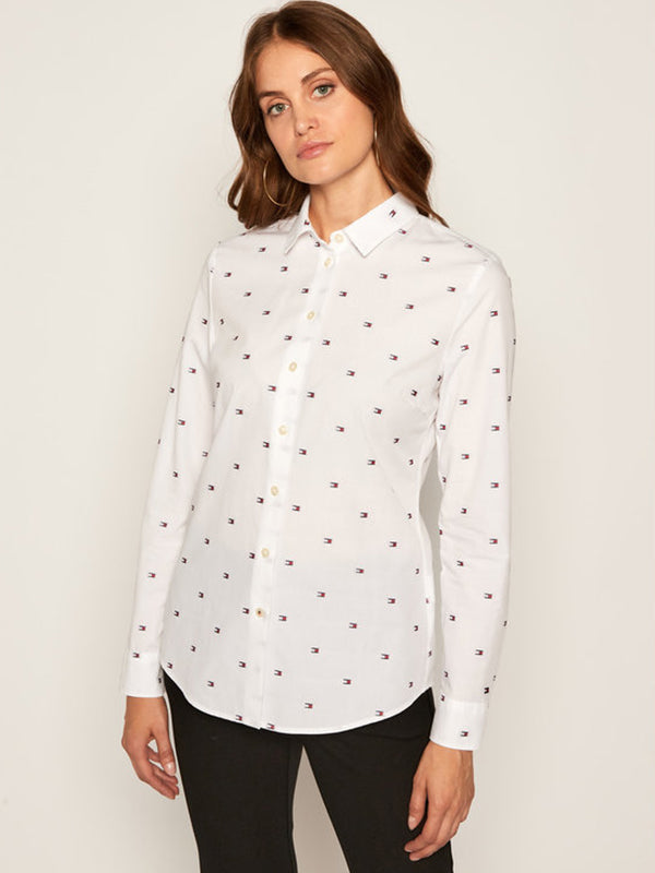 Felicia Shirt Ls W2 MINI FLAG ALL OVER EMBR / WHITE / 42