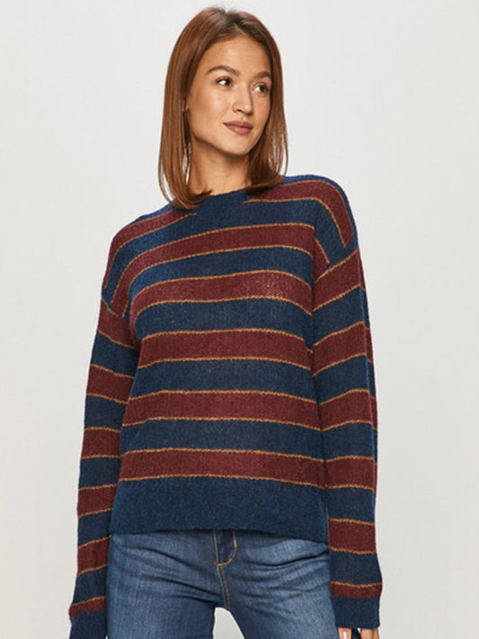 Icon Stripe C-Nk Sweater Ls Rugby Stp / Deep Rouge / L