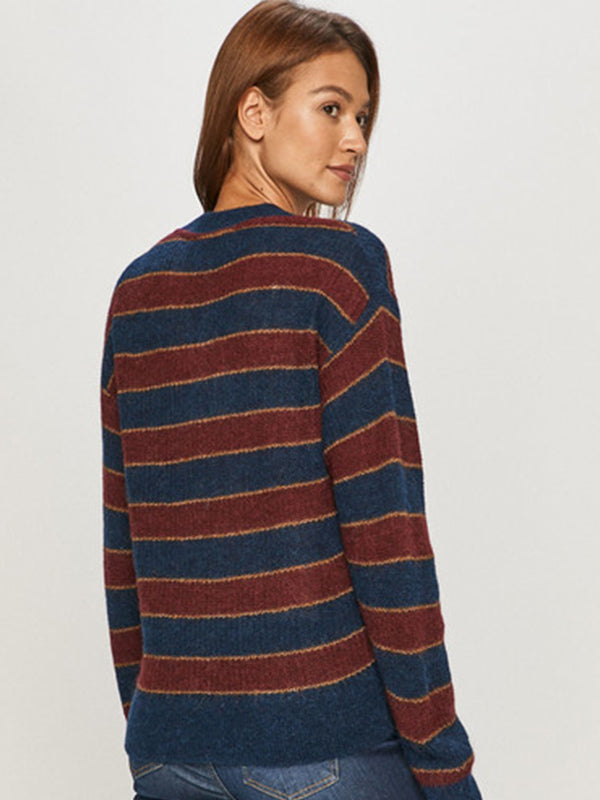 Icon Stripe C-Nk Sweater Ls Rugby Stp / Deep Rouge / L