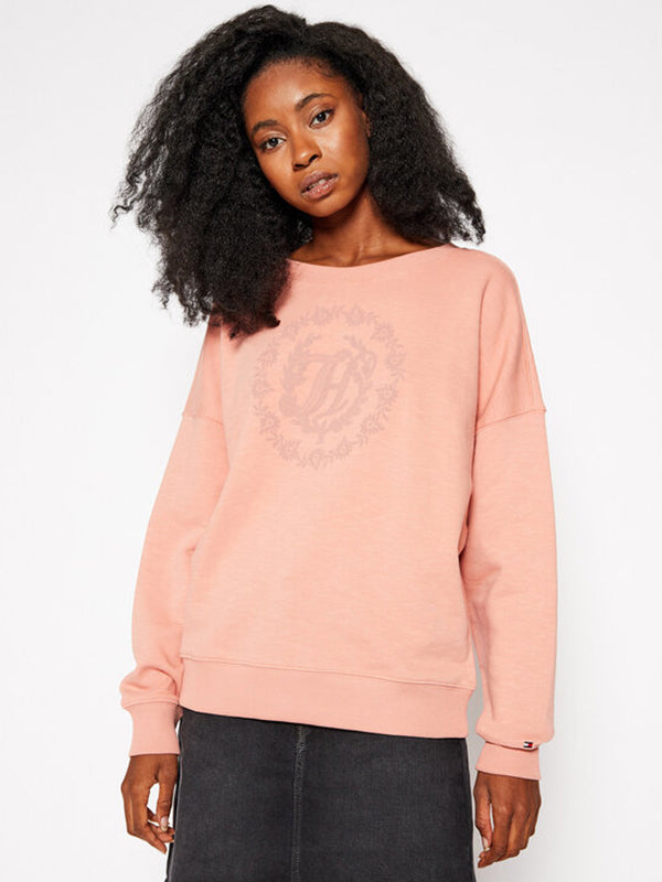 Oversized Floral Th Sweatshirt Clay Pink / L