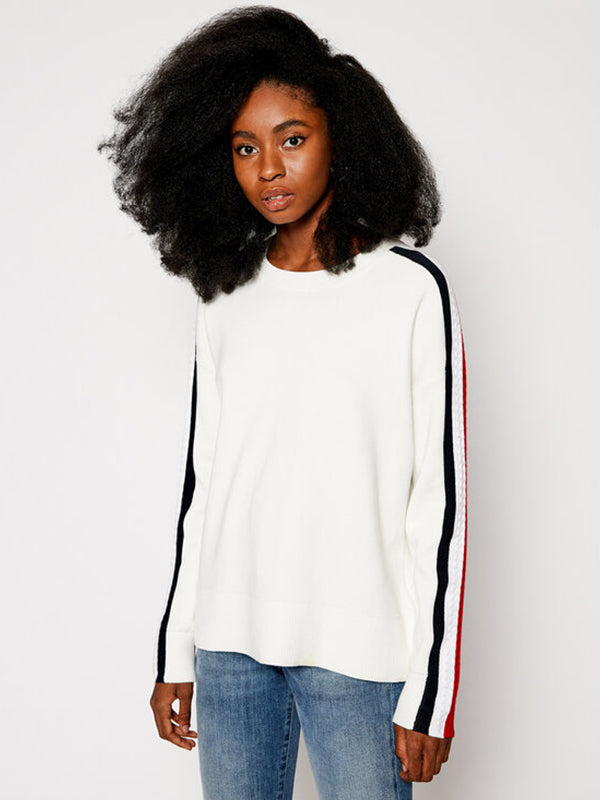 Side Stripe C-Nk Sweater Ls Ecru / L