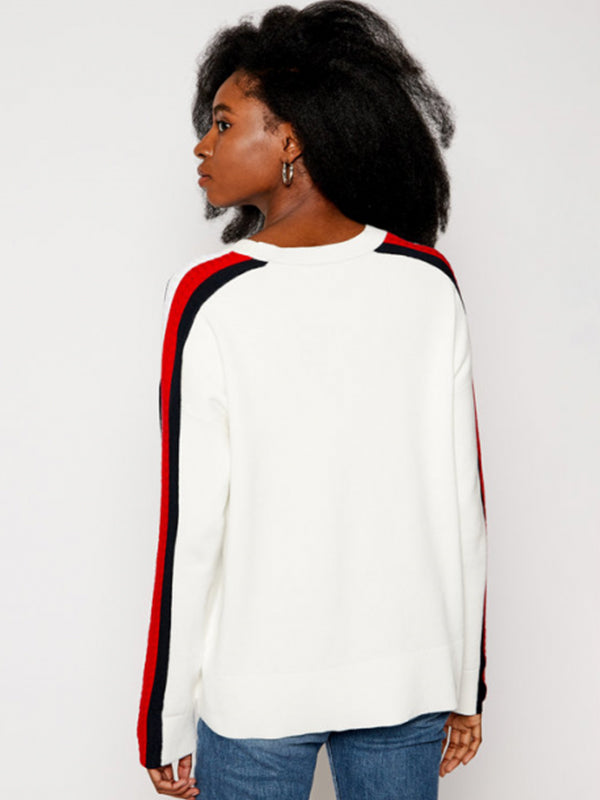 Side Stripe C-Nk Sweater Ls Ecru / L