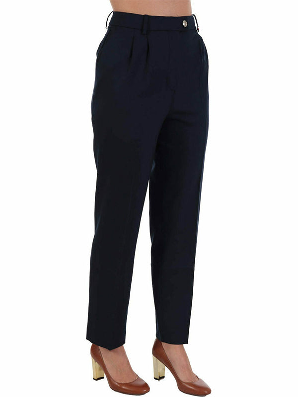 Tapered Wool Blend Ankle Pant Navy Wool / R40