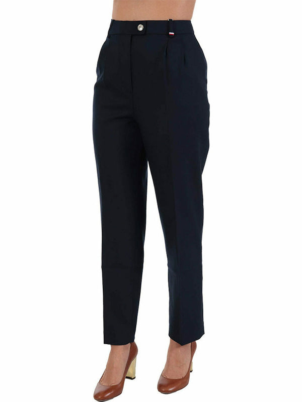 Tapered Wool Blend Ankle Pant Navy Wool / R40