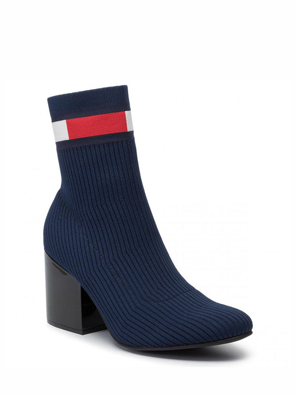 Flag Sock Mid Heel Boot TOMMY NAVY / 36