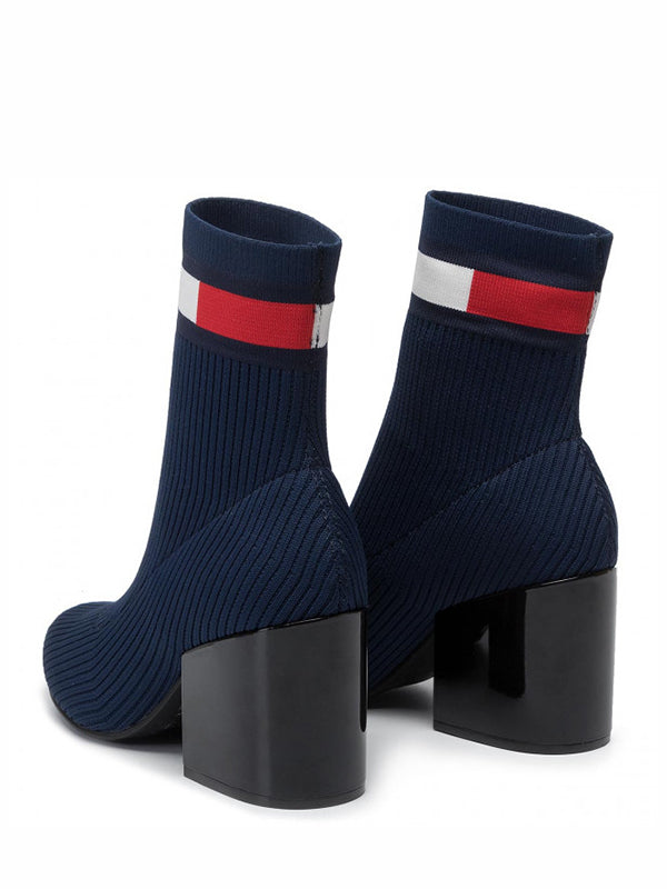 Flag Sock Mid Heel Boot TOMMY NAVY / 36