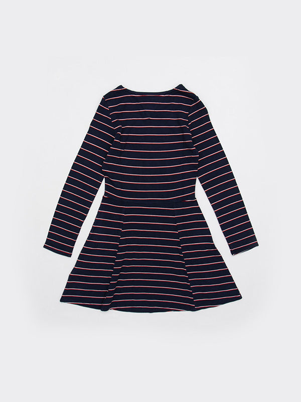 Essential Stripe Skater Dress Black Iris/ Global Stripe / 10