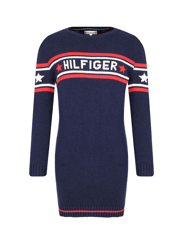 Graphic Tommy Star Sweater Dress Black Iris / 10