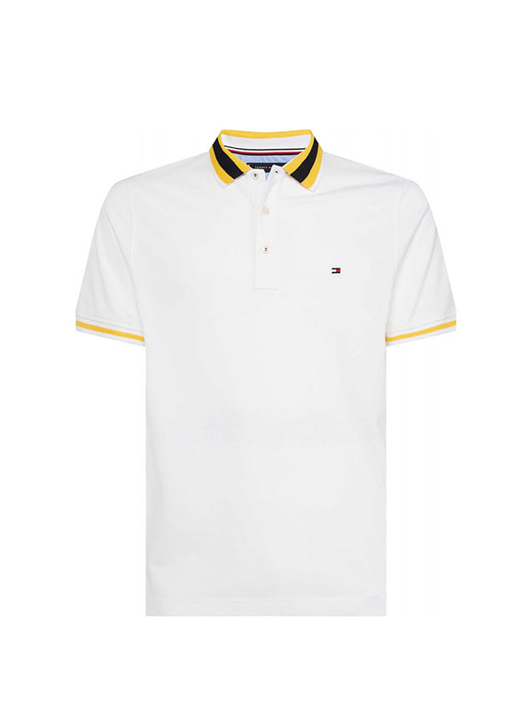 Knitted Tipped Collar Slim Polo BRIGHT WHITE / L