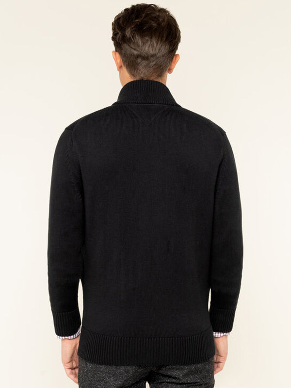 Chunky Cotton Zip Through Jet Black / L