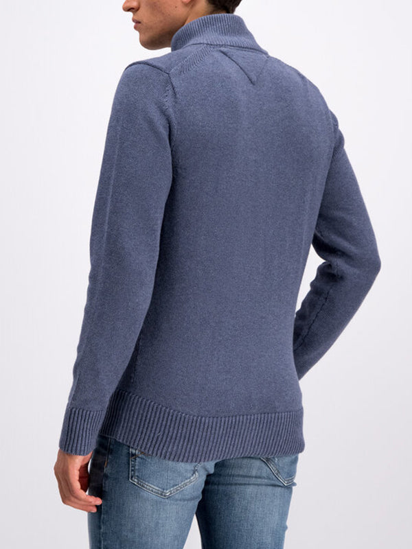 Chunky Cotton Zip Through Vintage Indigo Heather / L