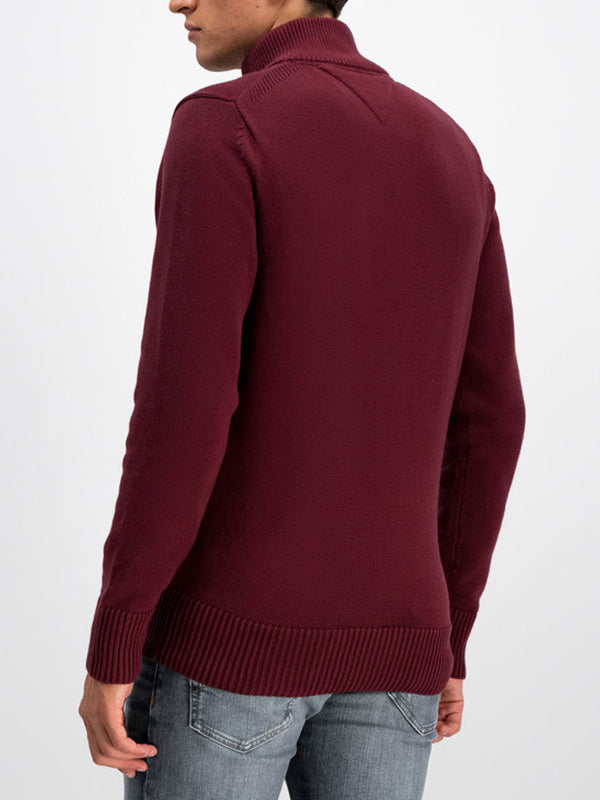 Chunky Cotton Zip Through Tawny Port / L