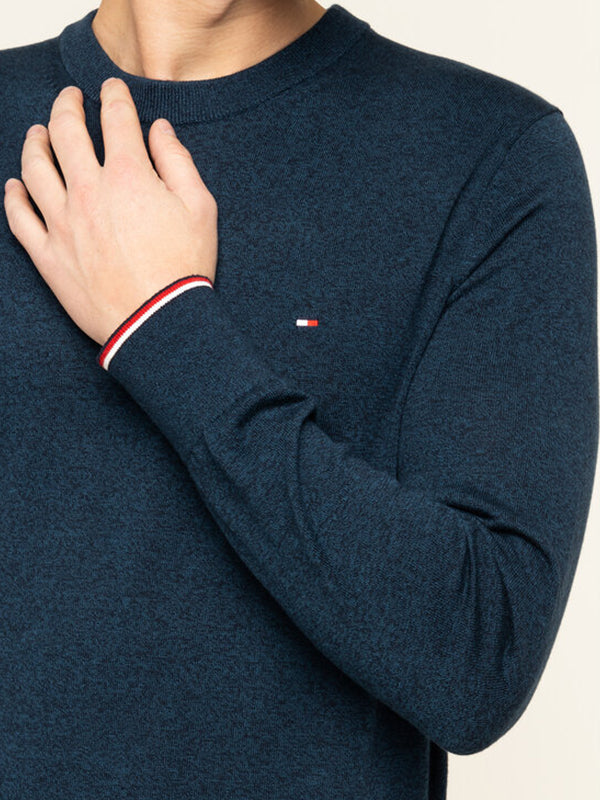 Tipped Mouline Crew Neck Sky Captain / L