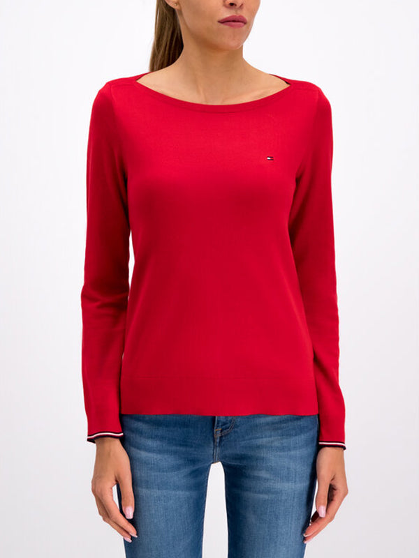 Boat Neck Sweater HAUTE RED / L