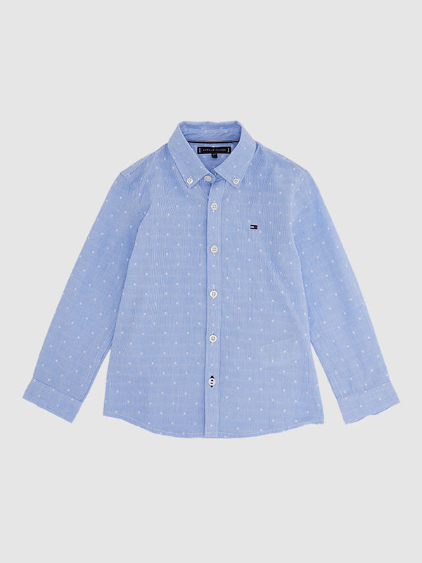 Dotted Dobby Shirt L Blue Stripe / 10