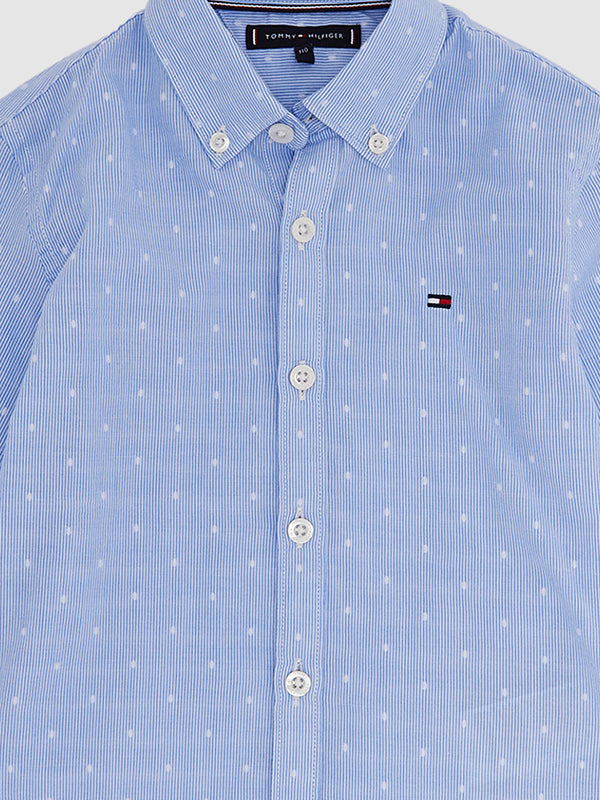 Dotted Dobby Shirt L Blue Stripe / 10