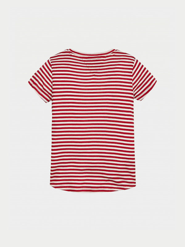 Stripe Knit Top S/S Deep Crimson White Stripe / 10