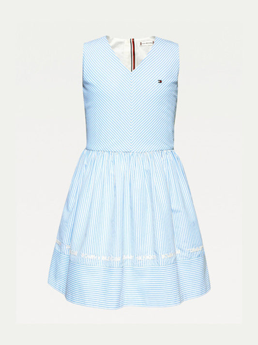 Stripe V-Neck Dress Blue Stripe/Calm Blue / 10