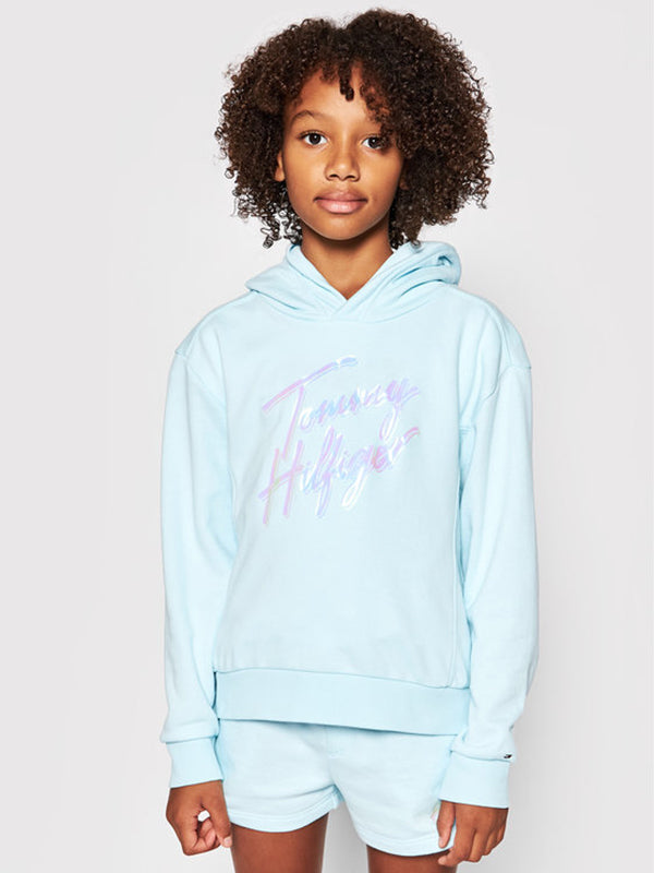 Script Print Hoodie Frost Blue / 10