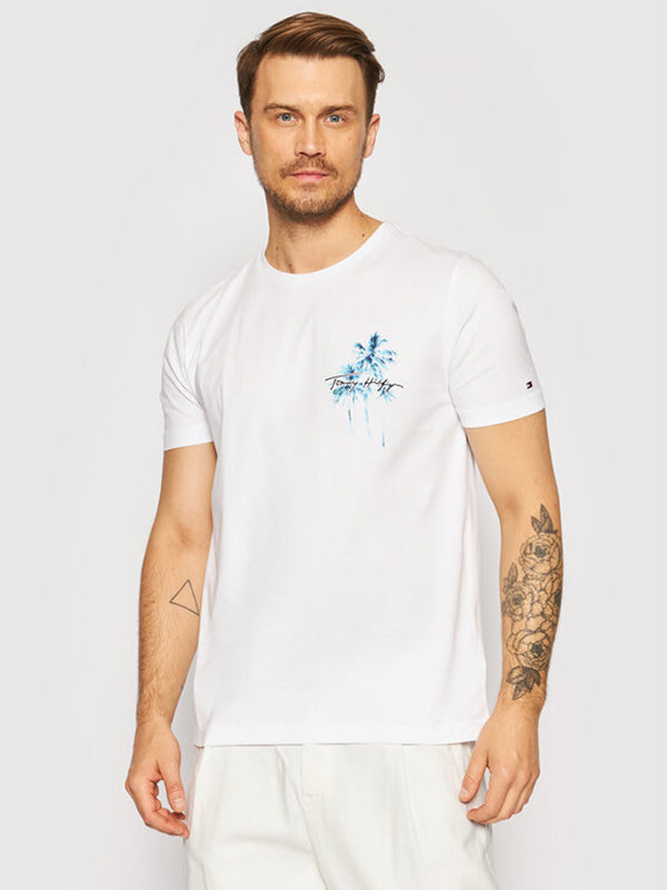 Palm Box Print Tee White / L