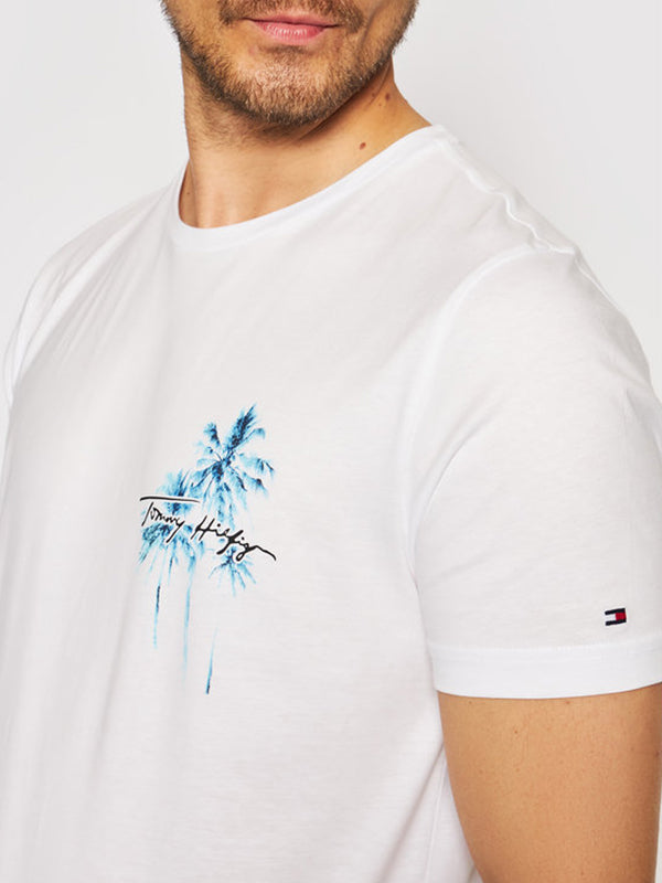 Palm Box Print Tee White / L