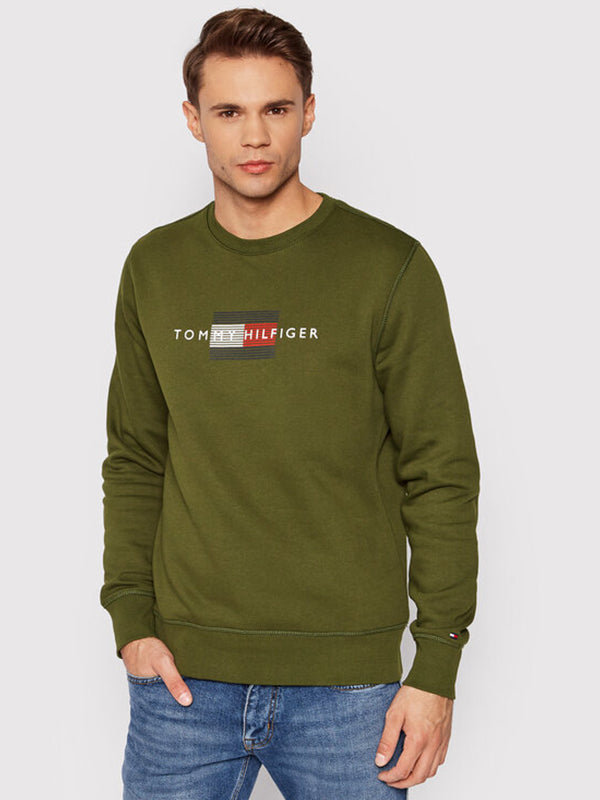 Four Flags Crewneck Olivewood / L