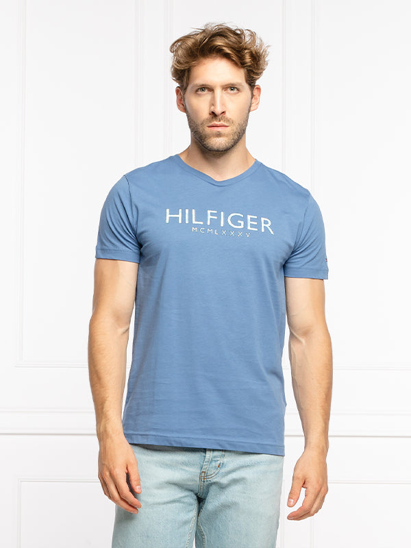 Hilfiger Palm Print Pebble Blue / L