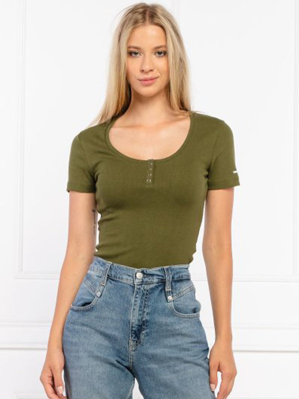 Tjw Rib Henley Body Northwood Olive / L