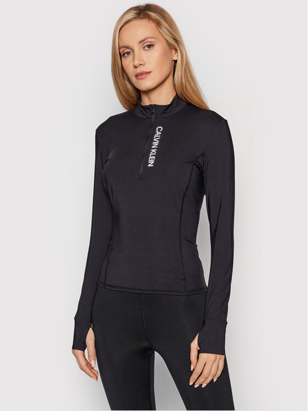 Wo - ? Zip Ls Top Ck Black / L