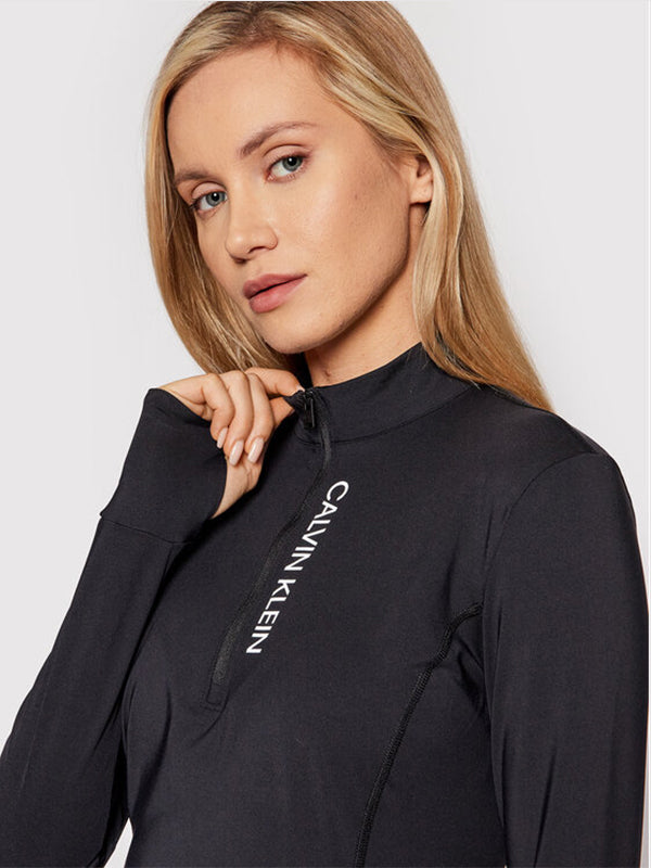 Wo - ? Zip Ls Top Ck Black / L