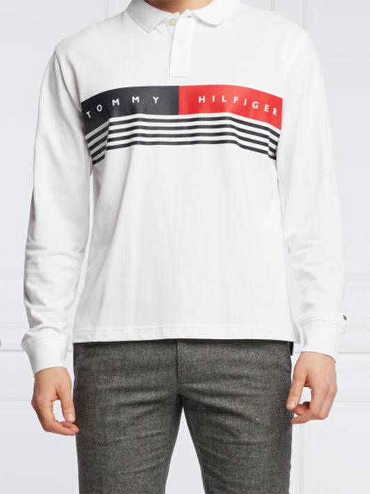 Corp Chest Stripe Ls White / L